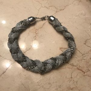 Metallic silver necklace